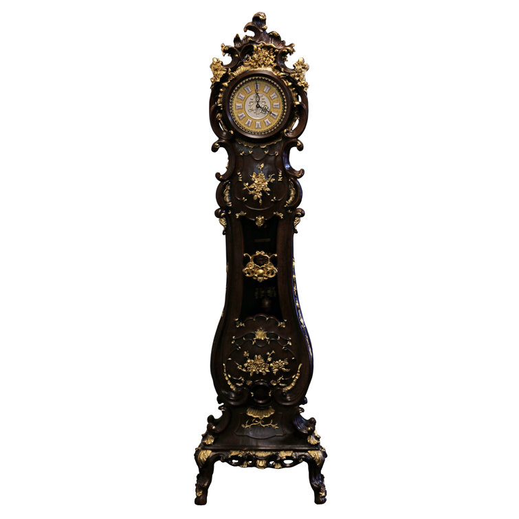 Three Star 74" Polyresin Grandfather Clock with Adjustable Chime Volume